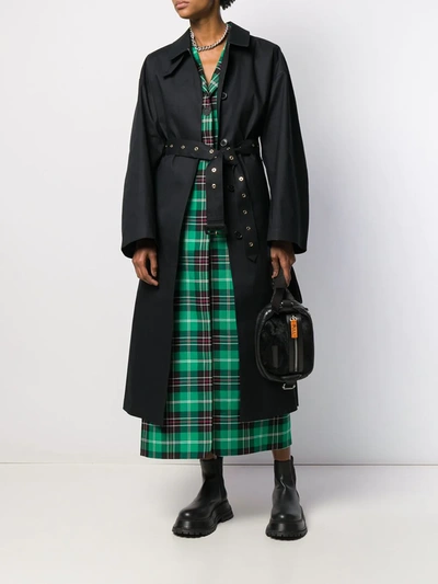 Shop Mackintosh Long Belted Trench Coat In Black