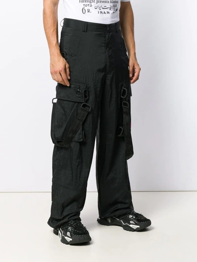 Shop Off-white Bondage Cargo Trousers In Black