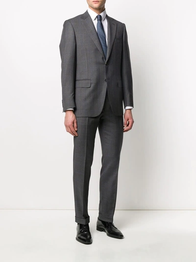 Shop Canali Windowpane Check Suit In Grey