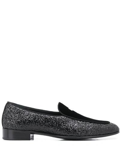 Shop Giuseppe Zanotti Rudolph Glitter 25mm Loafers In 001 Black