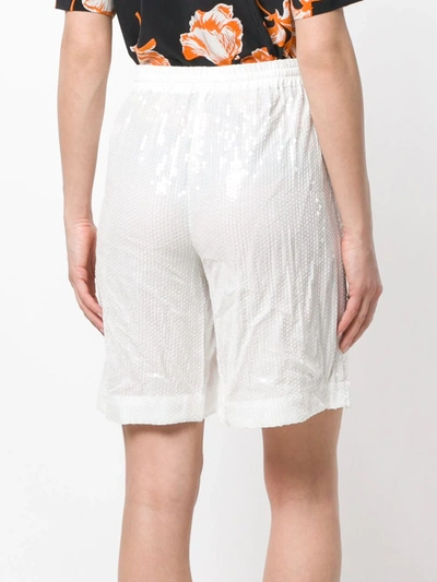 Shop P.a.r.o.s.h Sequinned Drawstring Shorts In White