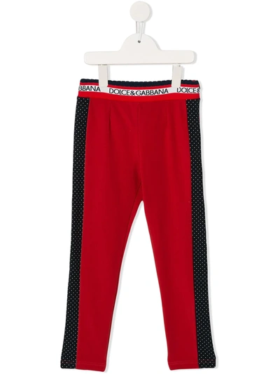 Shop Dolce & Gabbana Logo Waistband Leggings In Red