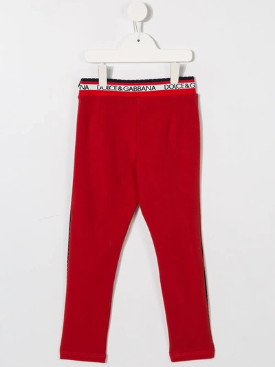 Shop Dolce & Gabbana Logo Waistband Leggings In Red