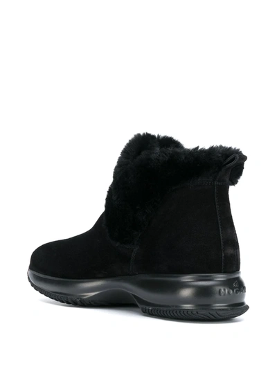 Shop Hogan Fur Trimmed Boots In Black
