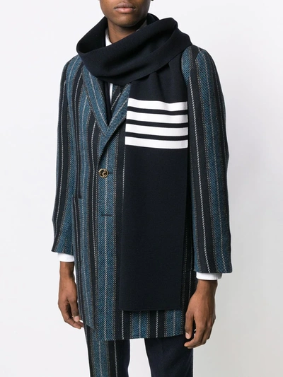 Shop Thom Browne Milano Stitch Scarf In Blue