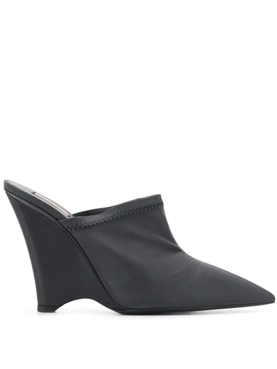 Shop Yeezy Angled Wedge Mules In Black