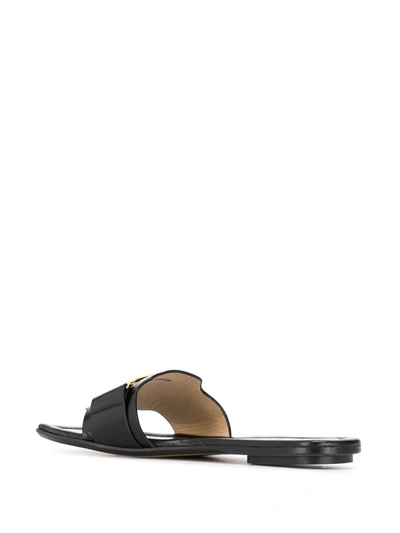 Shop Lanvin Square Toe Leather Sandals In Black