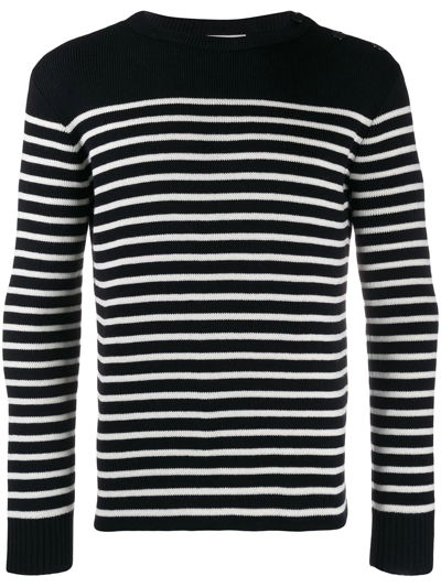 Shop Saint Laurent Marinère Striped Knitted Jumper In Black