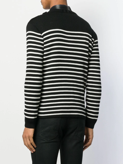 Shop Saint Laurent Marinère Striped Knitted Jumper In Black
