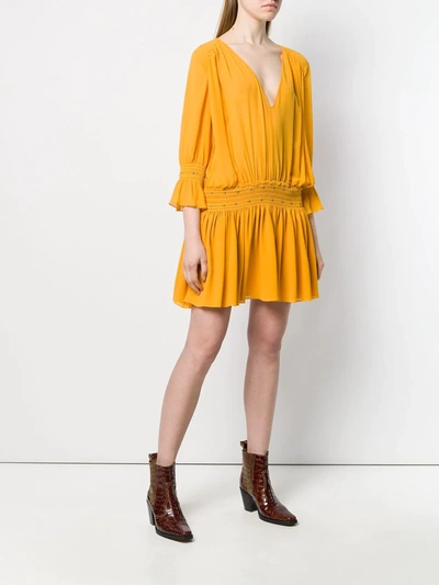 Shop Saint Laurent Studded Georgette Dress In Yellow