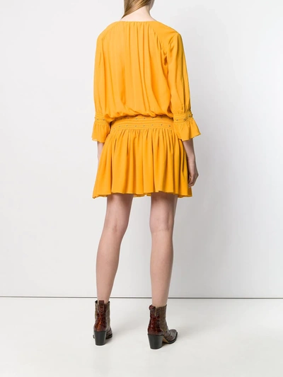 Shop Saint Laurent Studded Georgette Dress In Yellow