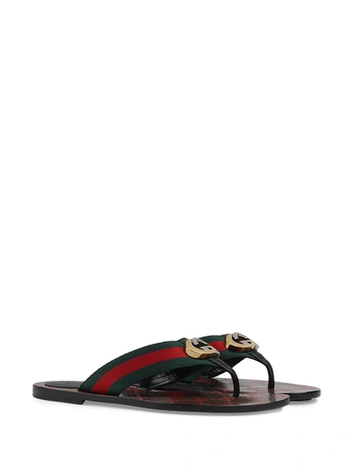 Shop Gucci Gg Web Sandals In Red ,green