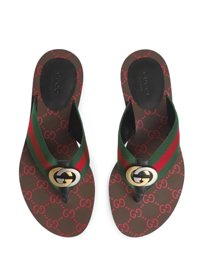Shop Gucci Gg Web Sandals In Red ,green