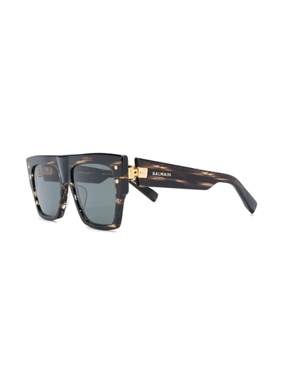 Shop Balmain B-1 Square-frame Sunglasses In Brown