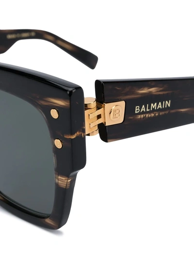 Shop Balmain B-1 Square-frame Sunglasses In Brown