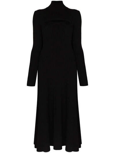 Shop Rosie Assoulin Roll-neck Knitted Midi Dress In Black