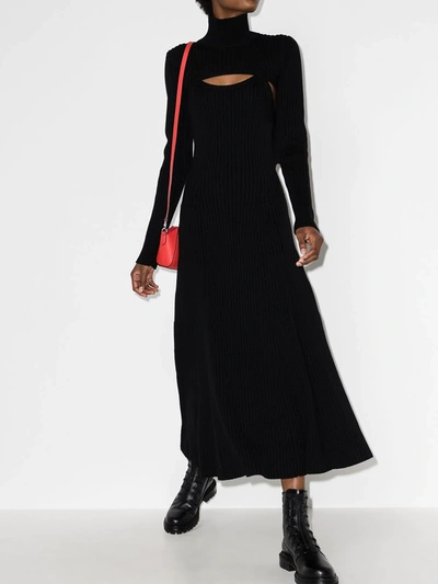 Shop Rosie Assoulin Roll-neck Knitted Midi Dress In Black
