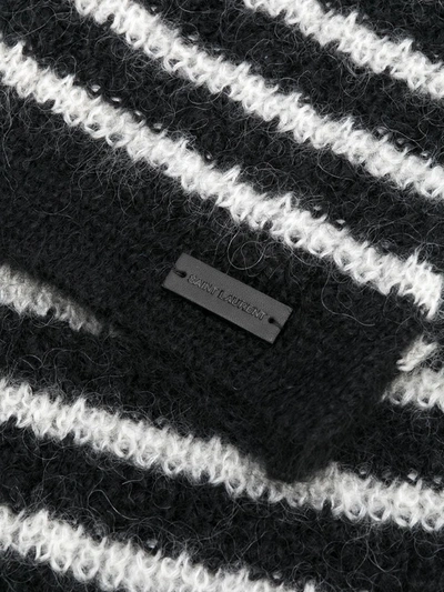 Shop Saint Laurent Mohair-blend Striped Scarf In Black