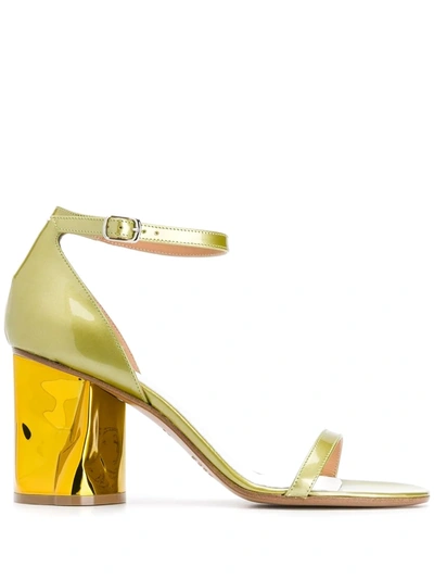 Shop Maison Margiela Bent Heeled Sandals In Gold