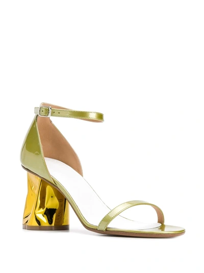 Shop Maison Margiela Bent Heeled Sandals In Gold