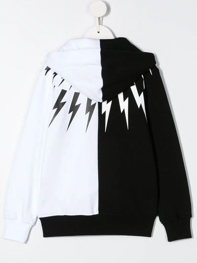 Neil Barrett Teen Lightning Colour Block Hoodie In Black
