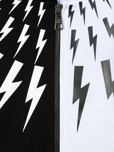 Neil Barrett Teen Lightning Colour Block Hoodie In Black