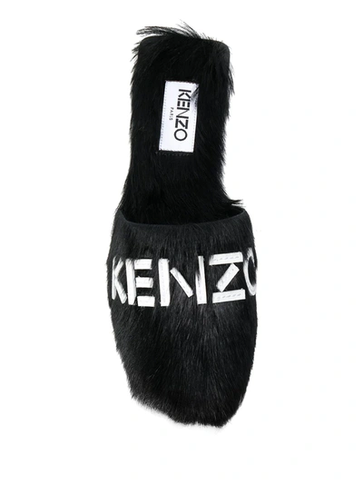 Shop Kenzo Faux Fur Mules In Black