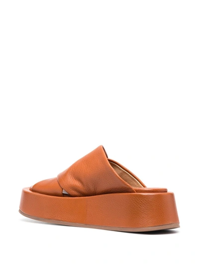 Shop Marsèll Chunky Slip-on Leather Slides In Brown