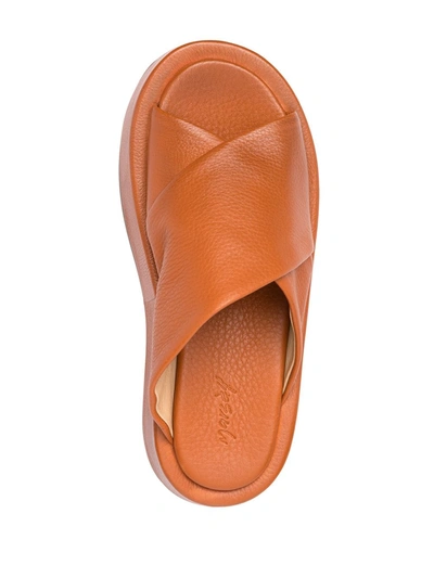 Shop Marsèll Chunky Slip-on Leather Slides In Brown