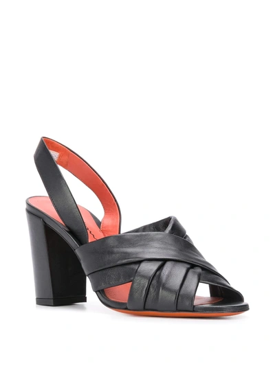 Shop Santoni Block Heel Sandals In Black