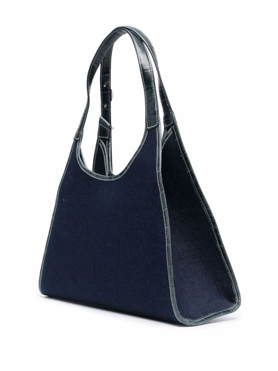 Shop Staud Rey Denim Tote Bag In 蓝色