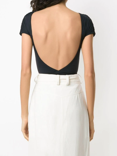 Shop Amir Slama Open Back Body Blouse In Black