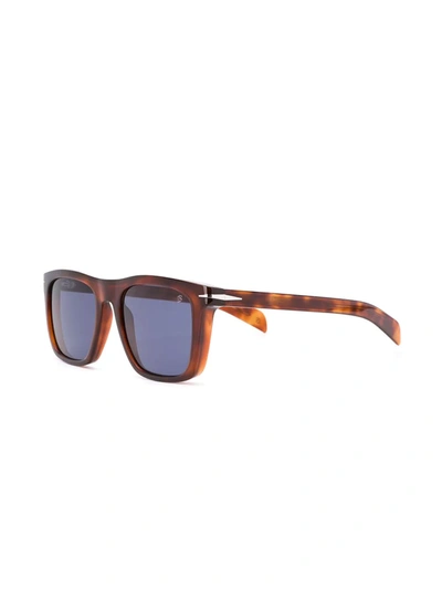 Shop David Beckham Eyewear Rectangular Frame Sunglasses In Brown