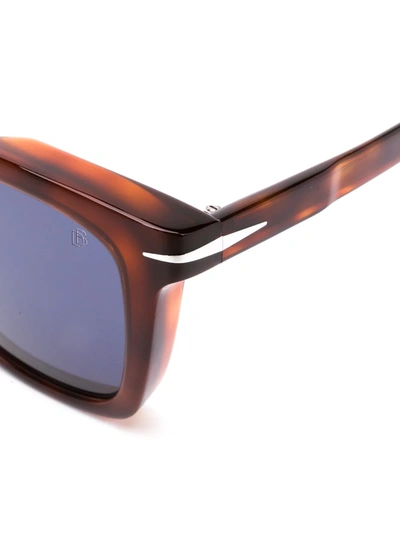 Shop David Beckham Eyewear Rectangular Frame Sunglasses In Brown