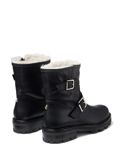 Jimmy Choo Youth Ii Buckled Shearling-lined Leather Ankle Boots In Black