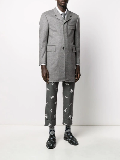 Shop Thom Browne Heavyweight Cashmere Chesterfield Overcoat In Grey