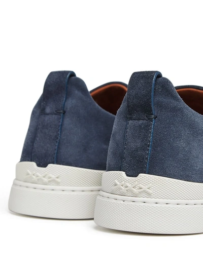 Shop Ermenegildo Zegna Triple Stitch Low-top Sneakers In Blue