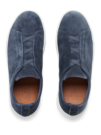 Shop Ermenegildo Zegna Triple Stitch Low-top Sneakers In Blue