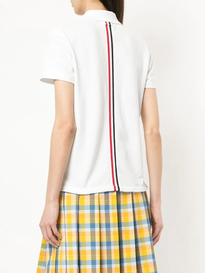 Shop Thom Browne Relaxed Fit Short Sleeve Polo With Center Back Red, White And Blue Stripe In Classic Pique