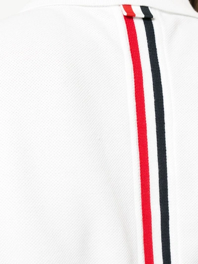 Shop Thom Browne Relaxed Fit Short Sleeve Polo With Center Back Red, White And Blue Stripe In Classic Pique