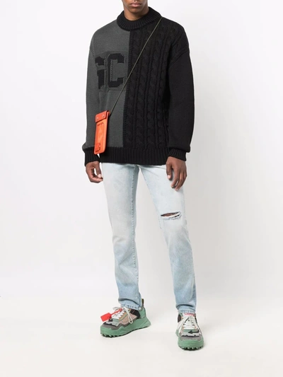 Gcds Color Block Sweater In Black And Anthracite In Black