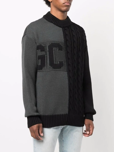 Gcds Color Block Sweater In Black And Anthracite In Black