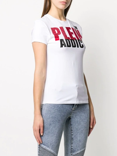 Shop Philipp Plein Addict Embellished Short Sleeve T-shirt In White