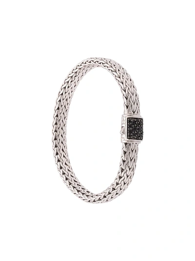 Shop John Hardy Silver Classic Chain Flat Chain Bracelet With Black Sapphire Clasp