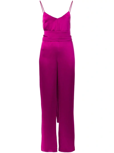 Shop Galvan Cuzco Tie Waist Jumpsuit In Pink