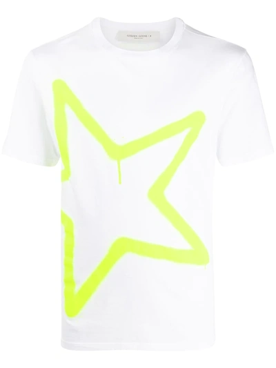 Shop Golden Goose Neon Star Print T-shirt In White