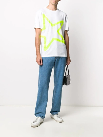 Shop Golden Goose Neon Star Print T-shirt In White