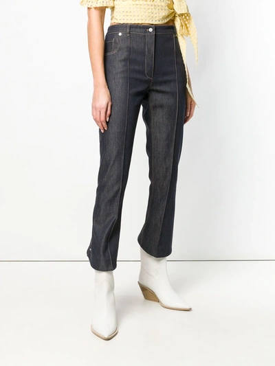 Shop Rokh Cropped Trousers In Blue