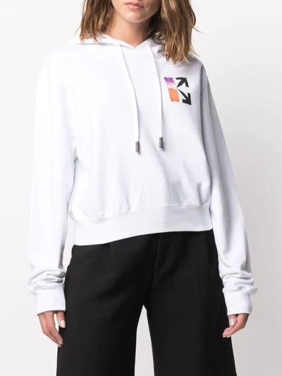 Shop Off-white Arrow Logo Cotton Hoodie In White