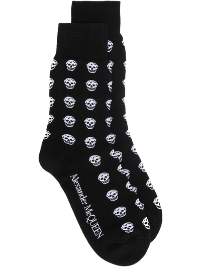 Alexander Mcqueen Multi Skull Socks In Black